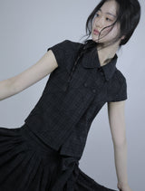 Cozy Check Shirt Blouse -Black 