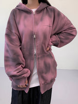 Unisex Tie Dye Over Hooded Zip-Up 2C