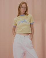 ラブリボンリンガーTシャツ-CREAM