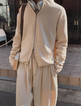 Henne warmer layered two way hoodie zip-up