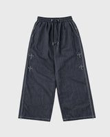 ボーンクロススタッドワイドデニムパンツ