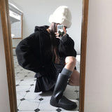 [BELLIDE MADE] Boa fleece + corduroy reversible zip-up hoodie