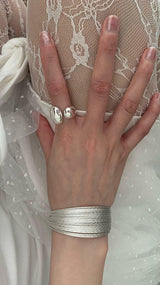 Silver ball shape open ring