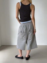 Eyelet back pocket bermuda pants(3color)