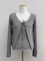 [Sleeveless SET] Sweetie Ribbon Lace Cardigan Set