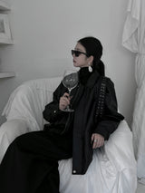 loose fit basic leather jacket