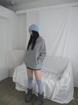 high-neck knit hoodie
