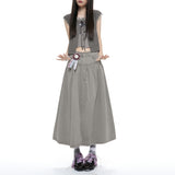 Low-Rise Denim Maxi Skirt