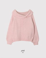 プレゼントリボンツイストルーズオフショルダーニット(4color)