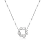silver asymmetric beads circle rhodium plating + 925 silver necklace N066-03H