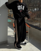 NOCELCOZY Applique USA Oversized Fit Sweatshirt 2 colors