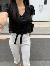 [MADE] Shimiz Dotted Puff Blouse
