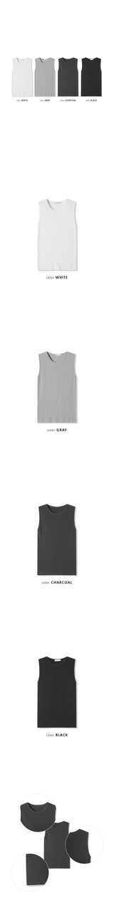 [Unisex] ダメージウォッシングスリーブレス(4color)