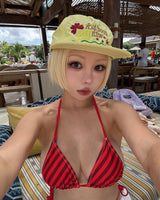 Red striped strap bikini