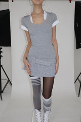 STUDY WASIT BELT DRESS [GRAY]