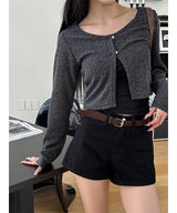 [F/W] Knit crop cardgian(3color)