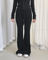[♡MADE♡] puppy velour hip lettering slim bootcut pants