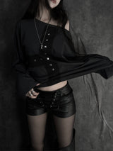 cross stud loose fit long sleeve (2color)