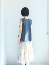 cream checkered pocket skirt