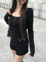 26SS★ [MADE] Somit Button Sleeveless Hood Bolero Set