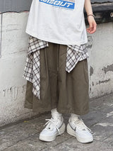 check layered cotton shorts