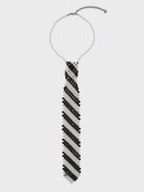 BEADED TIE NECKLACE (STRIPE)