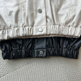 レザーハーフクロップターコイズボタン長袖ジャケット (2 colors)
