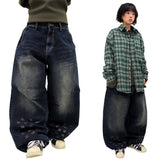 Vintage Distressed Denim Balloon Pants