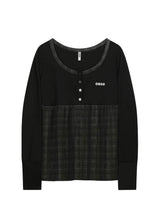 Check Sleep Long Sleeve / Black