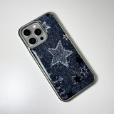 フェイドデニムスターダストスマホケース ダークインディゴ (SV_Epoxy)