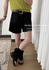 Marlo Linen Raw Denim 3/4-Length Shorts 1 Color