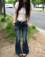 Cya Cat Washed Bootcut Denim Pants