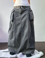 HIP PIGMENT CARGO WASHING LONG SKIRT 🩶🤍2color