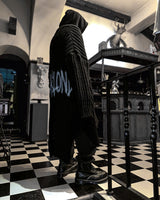 BBD Graffiti Logo Draped Flow Knit Cardigan (Black)