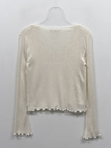 Frill V-Neck Sleeveless Cardigan