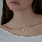 [925 SILVER] Cylinder Ribbon Necklace