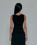 TATTOOED GRAPHIC COWL SLEEVELESS_BLACK