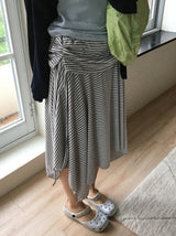 Woots Stripe Folding Layered Midi Skirt