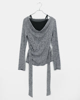 Bimu ribbed strap sleeveless レイヤードオフショルダーロングスリーブTシャツ
