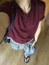 ニット レイヤード Vネック ショートスリーブ Tシャツ 4C