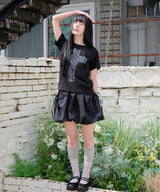 フラワークロス スリムTシャツ - ブラック