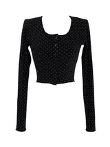 dot button cropped cardigan (2color)