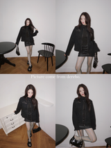 London black denim casual zip-up jacket