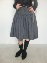 Vintage Dot Button Midi Skirt