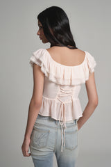 Cherry Sorbet Ruffle Top, Baby Pink