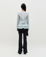 Glossy Frill Top _ SKY BLUE