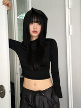 Bloomer draped slim crop hooded sweatshirt