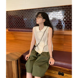 burring sleeveless blouse