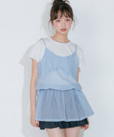 WRINKLE STRING SLEEVELESS ONE-PIECE (LIGHT BLUE)