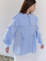 TRENCH RIBBON SHIRT / SKYBLUE